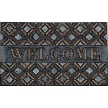 1'6"x2'6" 'Welcome' Kingsley Inlay Doorscapes Mat Blue/Gray/Brown - Mohawk