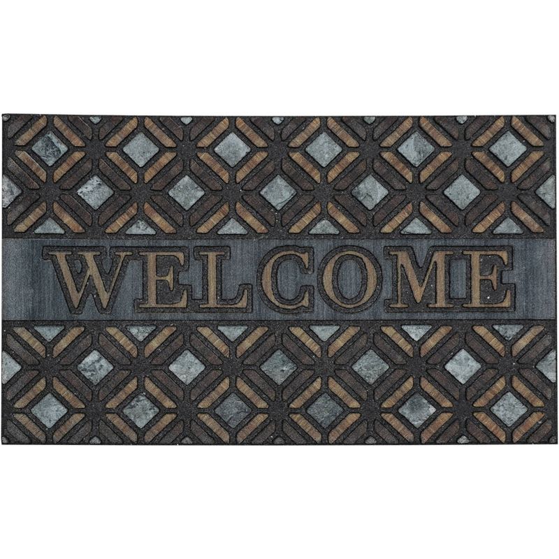 1&#39;6&#34;x2&#39;6&#34; &#39;Welcome&#39; Kingsley Inlay Doorscapes Mat Blue/Gray/Brown - Mohawk, 1 of 5