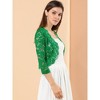 INSPIRE CHIC Women's Elegant 3/4 Sleeve Sheer Floral Lace Open Front Crop Shrug - 4 of 4