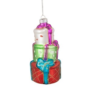 Northlight 4.5" Multi-Color Stacked Presents Glass Christmas Ornament - 1 of 4