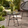 Outdoor Faux Rattan Side Table with Tempered Glass Top, Stylish and Durable End Table for Balcony, Porch, Deck, or Patio Seating Area - 2 of 4