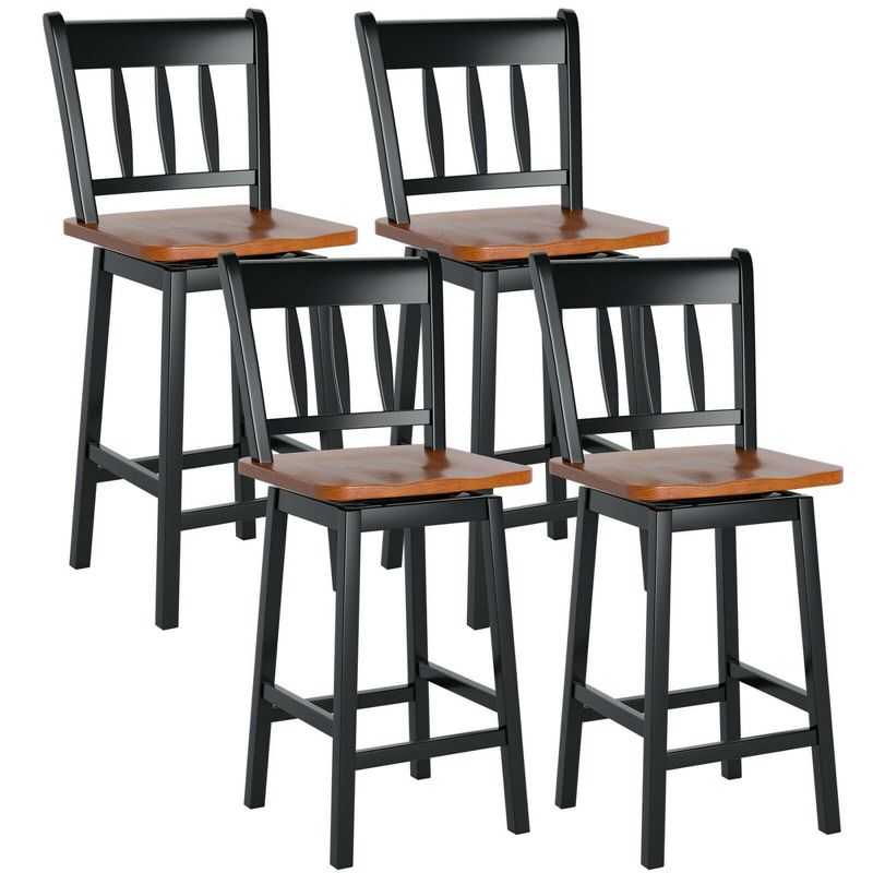 Costway 4PCS Bar Stool 24.5'' Swivel Counter Height Chair w/ Footrest, 1 of 9