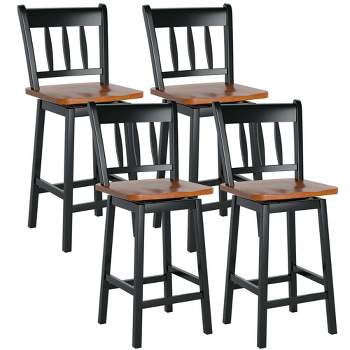 Costway 4PCS Bar Stool 24.5'' Swivel Counter Height Chair w/ Footrest