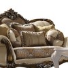 74" Latisha Sofa Tan, Pattern Fabric and Antique Oak Finish - Acme Furniture: Classic Style, Rolled Armrest, Nailhead Trim - 3 of 4