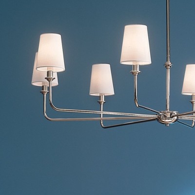 Pallas Polished Nickel 8-Light Chandelier with White Linen Shades