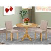 3-Piece Natural Oak Finish Solid Wood Top - Dining Room Set with High Back (Seats-4) - 2 of 4