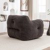 Gulches Dark Gray Teddy High-Density Resilient Foam Bean Bag Sofa Chair with Armrests 37x35x31 Inch Lazy Comfy Reading Chair for Adults Kids - 4 of 4