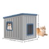 SEVOBAL Pet Crates and Houses Slanted Roof Pet House Two Entry Doors Rain Protection Simple Setup for Indoor Outdoor Use, Blue, 24.65"*21.5"*22.21" - 3 of 4