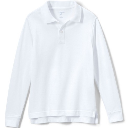 Lands' End School Uniform Kids Long Sleeve Mesh Polo Shirt - Medium - White  : Target