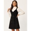 Allegra K Women's Faux Suede V Neck Button Down Belted Pinafore Overall Dress - 2 of 4