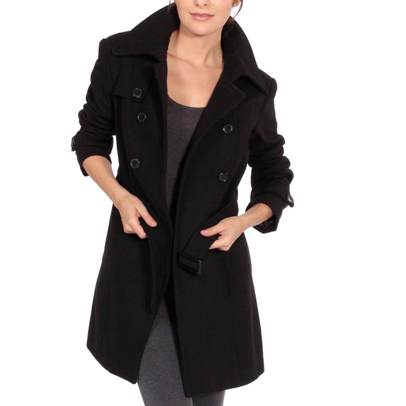 Alpine Swiss Keira Womens Wool Double Breasted Belted Trench Coat, 2 of 12