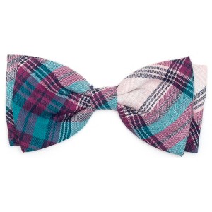 The Worthy Dog Teal/Purple Plaid Bow Tie Adjustable Collar Attachment Accessory - 1 of 2