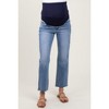 Pinkblush Blue Cropped Raw Hem Straight Leg Maternity Jeans - 4 of 4