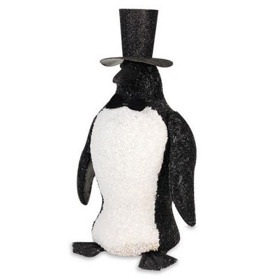 Melrose 19" Casino Royale Black and White Beaded Christmas Penguin with Hat and Bow Tie