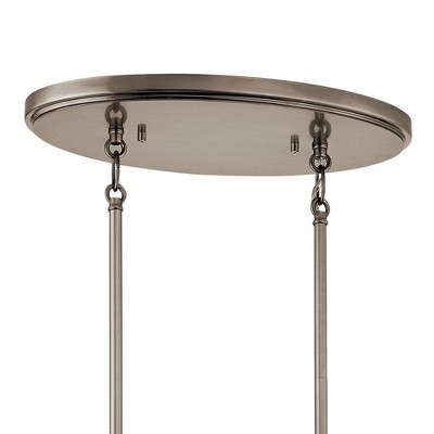 Classic Pewter 8-Light Oval Chandelier with Clear Glass Shades