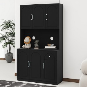Sevobal Utility Storage Cabinets, Freestanding Cabinet with Adjustable Shelves, Open Storage for Living Room Kitchen, Black, 39.76"*14.08"*70.86" - 1 of 4