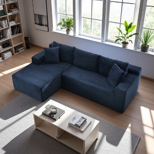 103" Modular Corduroy L-Shaped Sectional Sofa, Deep Seat - 1 of 2