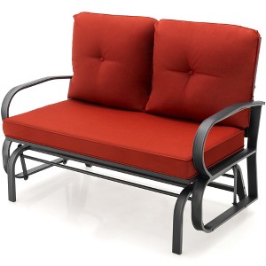 Tangkula 2-Person Outdoor Patio Glider Bench Swing Seat Bench w/ Seat & Back Cushions - 1 of 4