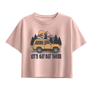 Girls' - Instant Message - Let's Get Out There Short Sleeve Boxy Graphic T-Shirt - 1 of 3