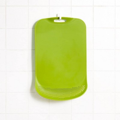 Green Plastic Rectangular Chopping Mat with Colander