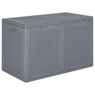 VidaXL Patio Storage Box Gray PP Rattan 47.6 gal