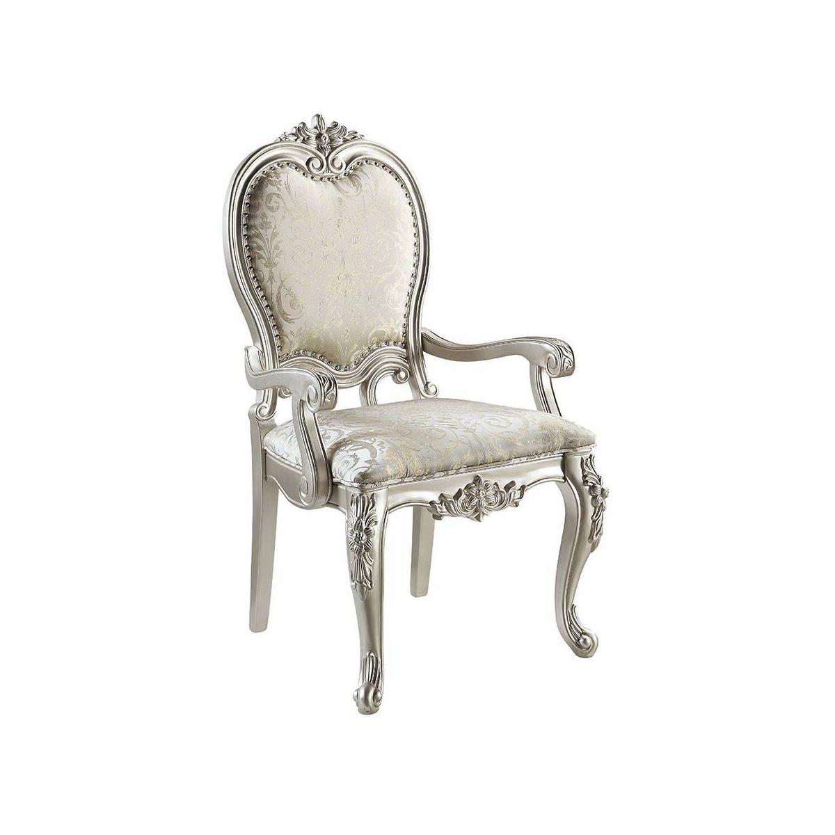 Acme Furniture 27" Bently Dining Chair Fabric and Champagne Finish: Faux Leather Upholstery, Wood Frame, Armrest