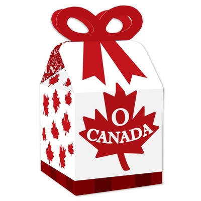 Big Dot of Happiness Canada Day - Square Favor Gift Boxes - Canadian Party Bow Boxes - Set of 12