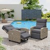 Outdoor Recliner Chair, Rattan Patio Recliner with Air Pump, Adjustable Backrest & Footrest, 150¡ã Lay Flat, Wicker Lounge Recliner Patio Chair , Grey - 3 of 4