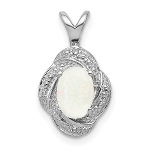Black Bow Jewelry Rhodium Plated Sterling Silver, Diamond & Gemstone Pendant, 10 x 16mm - 1 of 4