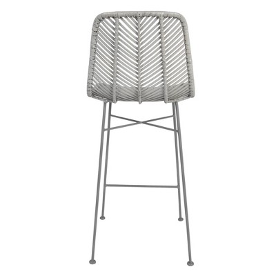 Desert Fields 42" Grey Rattan and Metal Contemporary Bar Stool