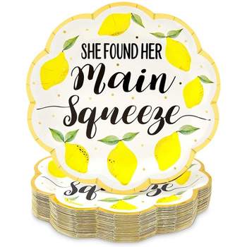 Sparkle and Bash 48-Pack Lemon Party Plates, She Found Her Main Squeeze, 9 in