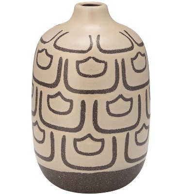 Sagebrook Home 10" Ceramic Vase - Contemporary Decorative Vase in with Creative Abstract Design Table Decor