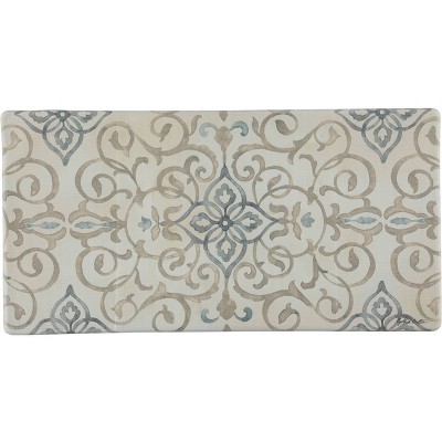 39" x 20" PVC Rustic Medallion Anti-Fatigue Kitchen Floor Mat Cream - J&V Textiles