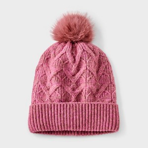 Girls' Cable Heart Beanie Hat - Cat & Jack™ - 1 of 3
