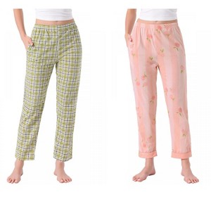 INSPIRE CHIC Women's 2 Pcs Cotton Pajama Bottoms Elastic Waist with Pocket Long Sleepwear Lounge Pants - 1 of 4