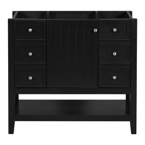 36 Inch Bathroom Vanity, Bathroom Storage Cabinet With 3 Drawers, Bottom Open Shelves Cabinet - 1 of 4