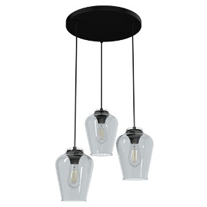 Hunter Fans 12.5" Vidria Ceiling Light Matte Black Finish - Modern Pendant Cluster with 3 Glass Lights for Indoor Use - 1 of 1