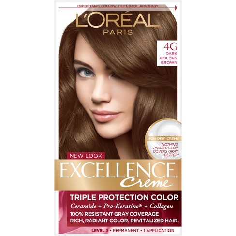 L Oreal Paris Excellence Triple Protection Permanent Hair Color 4g Dark Golden Brown 1 Kit