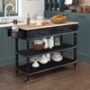 NicBex 56.69Inch Rolling Kitchen Island with 2 Drawers,2 Open Shelves and Spice Rack,Kitchen Cart with Solid Oak Wood Top - 2 of 4