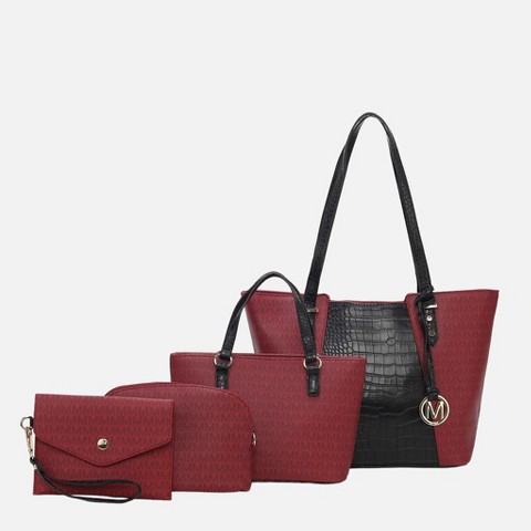Сумки MKF Collection Lippa Tote Crocodile Embossed Vegan Leather Women’s Bag Purse Set by Mia K- White