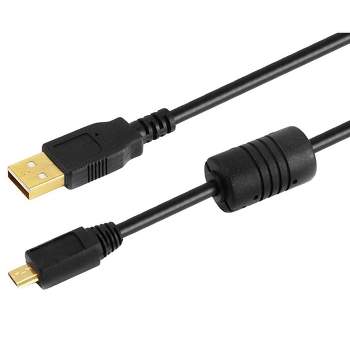 Monoprice USB 2.0 Cable - 6 Feet - Black | USB Type-A Male to Micro Type-B 5-pin Male 28/24AWG Cable with Ferrite Core, Gold Plated