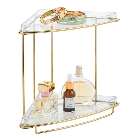 Mdesign Steel/plastic 2-tier Bathroom Organizer Corner Shelf - Clear/matte  Black : Target