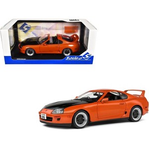 1993 Toyota Supra MK4 (A80) RHD (Right Hand Drive) Orange Metallic with Black Hood 1/18 Die Cast Model Car by Solido - 1 of 4