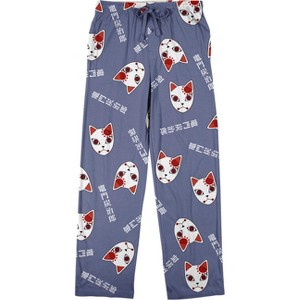 Demon Slayer Tanjiro Fox Mask Men's Blue Fog Sleep Pajama Pants - 1 of 3