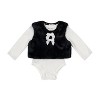 Nicole Miller Baby Girls 4 Piece Faux Fur Vest Set Egret/Black - 3 of 4