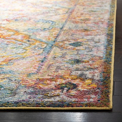 Handmade Light Blue and Orange Synthetic Oriental Area Rug