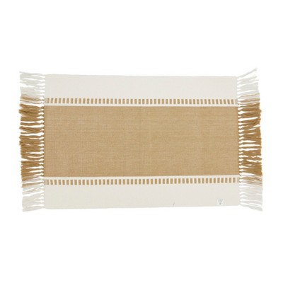 Beige and Tan Cotton Tassel Trimmed Placemats, Set of 4