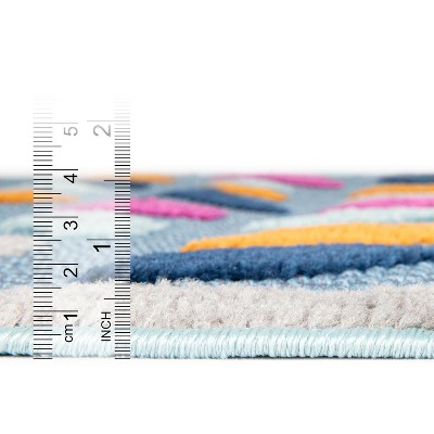 Aruba Outdoor 5x8 Blue and Multicolor Geometric Synthetic Area Rug