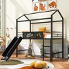 NicBex Twin Size Bunk Bed Classic House Shape Loft Bed Metal Bed Frame with Blackboard, Guardrails, Slide and Ladder, No Box Spring Required - 2 of 4
