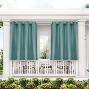 Exclusive Home Cabana Solid Indoor/Outdoor Light Filtering Grommet Top Curtain Panel Pair - 1 of 3